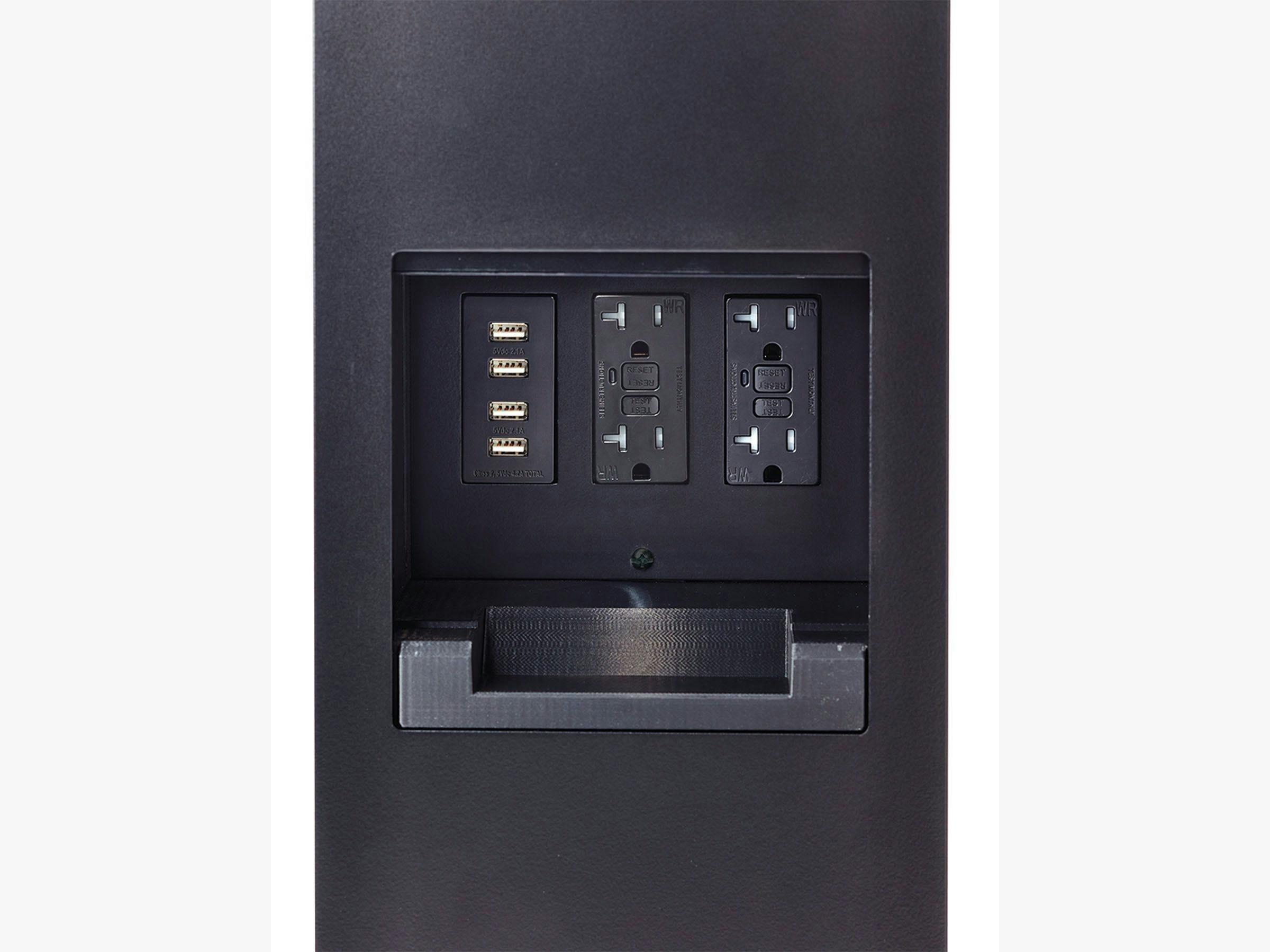 Outdoor Charging Station no light, three gangs, (2) receptacle, (1) USB