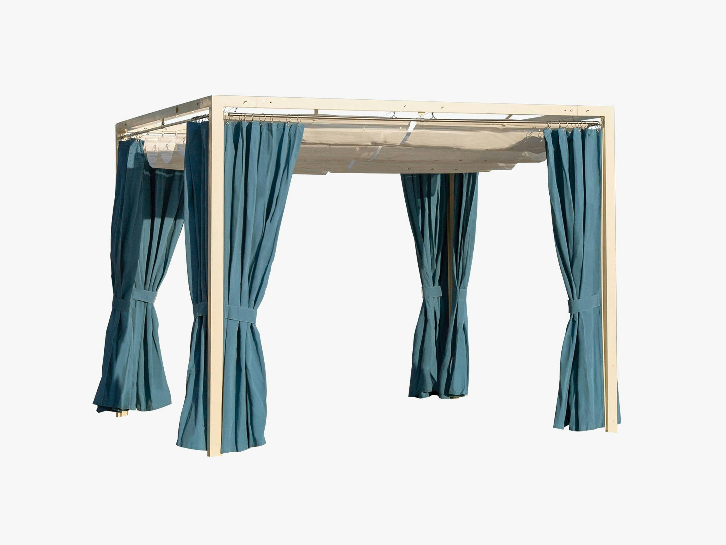 Roman Shade Cabana with Full Curtains